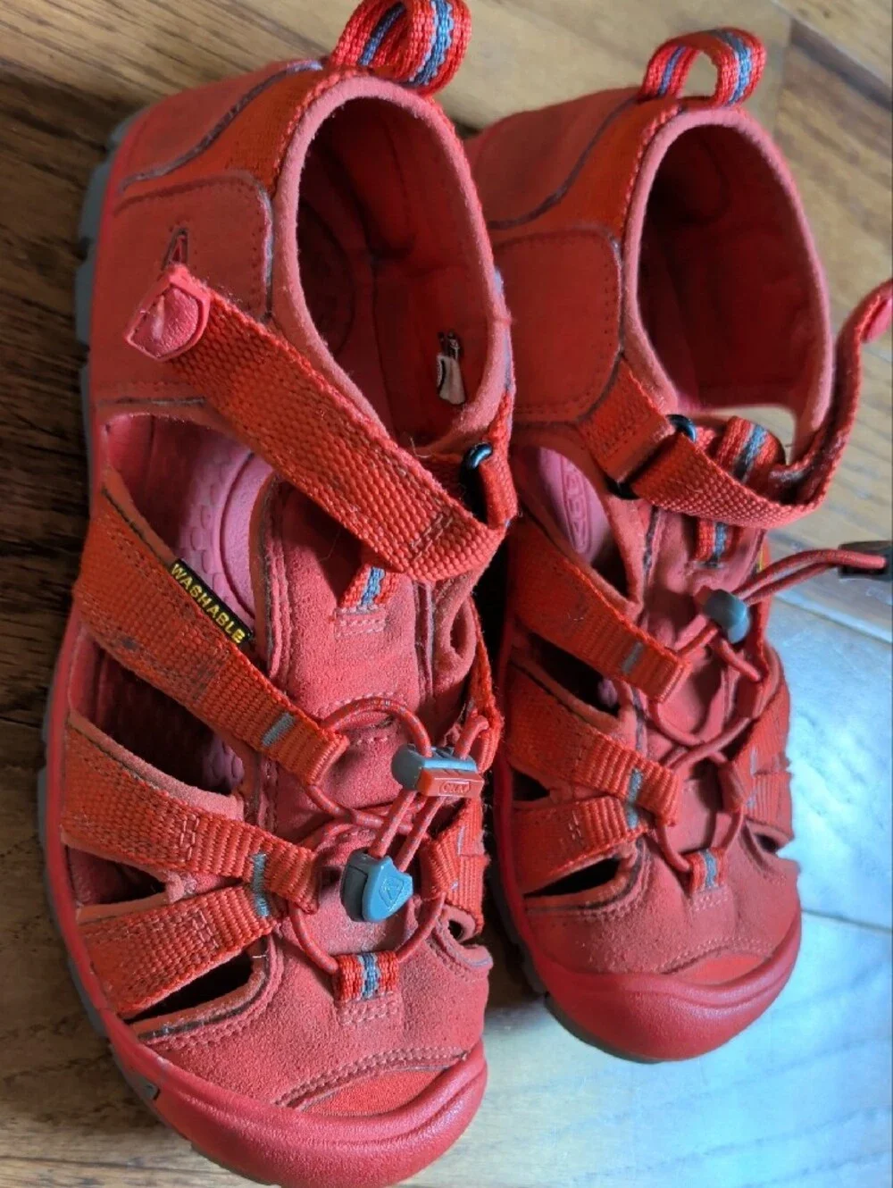 Keen Kids Red Closed-Toe Active Sandals with Blue Accents